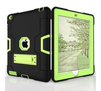 QYiD Coque pour iPad 4 / iPad 3 / iPad 2, Hybrid Antichoc Robuste Drop Protection Cover avec Support pour iPad 2, iPad 3rd Generation, iPad 4th Generation Tablet (Noir+Olivine)