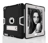 QYiD Coque pour iPad 4 / iPad 3 / iPad 2, Hybrid Antichoc Robuste Drop Protection Cover avec Support pour iPad 2, iPad 3rd Generation, iPad 4th Generation Tablet (Noir+Gris)