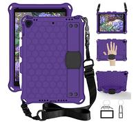 QYiD Coque pour iPad 8ème Génération 2020 / iPad 7ème 2019, Antichoc Etui Housse EVA Enfants Antichoc Protecteur avec Poignée Support et Porte-Crayons pour iPad 10.2 2020/2019, Violet/Noir