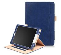 QYiD Coque pour iPad 9.7 2018 2017 / iPad Air 2 / iPad Air, Folding Stand Protective Multi-Angle Viewing Cover with Pencil Holder & Auto Wake/Sleep for iPad 6th / 5th Gen, iPad Air 1/2 (DarkBleu)