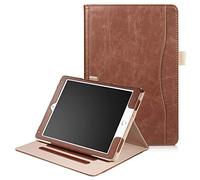 QYiD Coque pour iPad 9.7 2018 2017 / iPad Air 2 / iPad Air, Folding Stand Protective Multi-Angle Viewing Cover with Pencil Holder & Auto Wake/Sleep for iPad 6th / 5th Gen, iPad Air 1/2 (Marron)