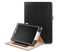 QYiD Coque pour iPad 9.7 2018 2017 / iPad Air 2 / iPad Air, Folding Stand Smart Protective Multi-Angle Viewing Cover with Pencil Holder & Auto Wake/Sleep for iPad 6th / 5th Gen, iPad Air 1/2 (Noir)