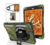 QYiD Coque pour iPad Mini 4/5, Heavy Duty Antichoc Robuste Protection Cover avec 360 Rotatif Kickstand/HandStrap, Ceinture d'épaule pour iPad Mini 5th / iPad Mini 4 th, Camouflage