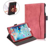 QYiD Coque pour iPad Mini 5 2019 / iPad Mini 4, Folding Stand Smart Protective Multi-Angle Viewing Cover with Pencil Holder & Auto Wake/Sleep for iPad Mini 5th Generation 7.9" (Rouge)