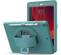 QYiD Coque pour iPad Mini pour enfants, iPad Mini 4/5, étui résistant aux chocs, avec poignée pivotante, support et dragonne, pour iPad Mini 5e/Mini 4e génération, bleu aiguille de pin