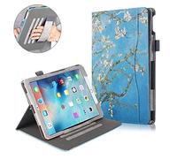 QYiD Coque pour iPad Pro 10.5" / iPad Air (3rd Generation), Folding Stand Smart Protective Multi-Angle Viewing Cover with Pencil Holder & Auto Wake/Sleep for iPad 10.5 inch (Apricot Flower)