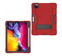 QYiD Coque pour iPad Pro 11" 2020 & 2018, Anti-Fall Antichoc Robuste Hybrid Protection Cover avec Support Sopport Pencil Charging for Pad Pro 11 Pouces 2020 2nd Generation, Red+Noir