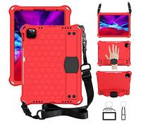 QYiD Coque pour iPad Pro 11" 2020/2018, Antichoc Etui Housse EVA Enfants Antichoc Protecteur avec Poignée Support et Porte-Crayons pour Apple New iPad Pro 11 Pouces 2nd/1st, Rouge/Noir