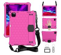 QYiD Coque pour iPad Pro 11" 2020/2018, Antichoc Etui Housse EVA Enfants Antichoc Protecteur avec Poignée Support et Porte-Crayons pour Apple New iPad Pro 11 Pouces 2nd/1st, Rose/Noir