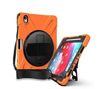 QYiD Coque pour iPad Pro 11, Heavy Duty Antichoc Robuste Protection Cover avec 360 Rotatif Kickstand/HandStrap, Ceinture d'épaule pour Apple iPad Pro 11 (2018) / A2013 / A1934 / A1979 / A1980,Orange