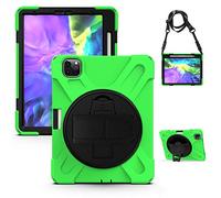 QYiD Coque pour iPad Pro 11 Pouce 2nd Generation 2020, [Apple Pencil Pair and Charge Supported], Heavy Duty Antichoc Cover with Rotatable Kickstand/Strap, Belt pour iPad Pro 11" 2020/2018, Vert