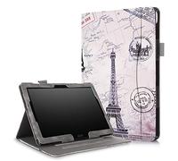 QYiD Coque pour Lenovo Tab M10 Folding Stand Smart Protective Cover with Pocket for Lenovo Tab M10 / TB-X605F, TB-X505F [Not Auto Wake/Sleep Function] (Retro Tower)