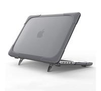 QYiD Coque pour MacBook Air 13 Pouces 2020 2019 2018 New Version A1932 A2179, 2 in 1 Rigide Shockproof Cover Protective avec Pare-Chocs en Plastique pour Mac Air 13 Retina avec Touch ID, Gris