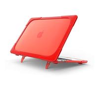 QYiD Coque pour MacBook Air 13 Pouces 2020 2019 2018 New Version A1932 A2179, 2 in 1 Rigide Shockproof Cover Protective avec Pare-Chocs en Plastique pour Mac Air 13 Retina avec Touch ID, Rouge