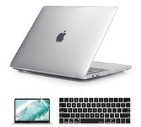 QYiD Coque pour MacBook Air 13 Pouces 2020 2019 2018 New Version A1932 A2179, Etui Transparent Rigide Case avec Couverture de Clavier & Protection d'écran pour Apple Air 13 Retina avec Touch ID, Rose