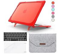 QYiD Coque pour MacBook Pro 13 Pouces 2019 2018 2017 2016 A2159 A1989 A1706 A1708, 2 in 1 Rigide Protective avec Couverture de Clavier, Protecteur d'écran & Sleeve pour Mac Pro 13 Touch Bar, Rouge