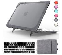QYiD Coque pour MacBook Pro 13 Pouces 2020 A2251/A2289, 2 in 1 Rigide ShockProof Protective avec Couverture de Clavier & Ordinateur Serviette pour MacBook Pro 13" avec Retina Display & Touch Bar, Gris