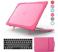 QYiD Coque pour MacBook Pro 13 Pouces 2020 A2251/A2289, 2 in 1 Rigide ShockProof Protective avec Couverture de Clavier & Ordinateur Serviette pour MacBook Pro 13" avec Retina Display & Touch Bar, Rose