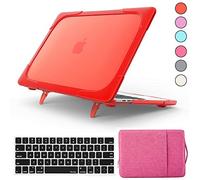 QYiD Coque pour MacBook Pro 16 Pouces 2019 Release A2141 avec Touch Bar & Touch ID, 2 in 1 Rigide Matte Protective avec Couverture de Clavier & Ordinateur Serviette pour MacBook Pro 16, Rouge