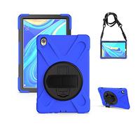 QYiD Coque pour MediaPad M6 10.8 (2019), Heavy Duty Robuste Antichoc Protection avec 360 Rotatif Kickstand/HandStrap, Ceinture d'épaule pour Huawei MediaPad M6 10.8 Pouce, Bleu