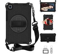 QYiD Coque pour MediaPad M6 Turbo 8.4, Antichoc Léger Housse EVA Enfants Protecteur avec Support Rotatif et Bretelles pour Huawei MediaPad M6 Turbo 8.4 (2019) / VRD-AL10 / VRD-W10, Noir/Noir