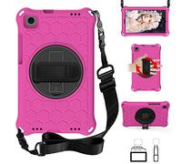QYiD Coque pour MediaPad M6 Turbo 8.4, Antichoc Léger Housse EVA Enfants Protecteur avec Support Rotatif et Bretelles pour Huawei MediaPad M6 Turbo 8.4 (2019) / VRD-AL10 / VRD-W10, RoseRouge/Noir