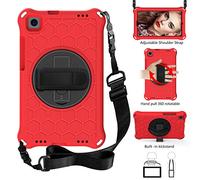 QYiD Coque pour MediaPad M6 Turbo 8.4, Antichoc Léger Housse EVA Enfants Protecteur avec Support Rotatif et Bretelles pour Huawei MediaPad M6 Turbo 8.4 (2019) / VRD-AL10 / VRD-W10, Rouge/Noir
