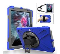 QYiD Coque pour Microsoft Surface Go, Heavy Duty Antichoc Protection with Pen Holder 360 Rotatable Kickstand, Shoulder Belt pour Microsoft Surface Go 2018 10 Pouce, Bleu