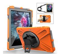 QYiD Coque pour Microsoft Surface Go, Heavy Duty Antichoc Protection with Pen Holder 360 Rotatable Kickstand, Shoulder Belt pour Microsoft Surface Go 2018 10 Pouce, Orange