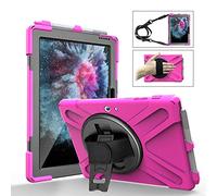 QYiD Coque pour Microsoft Surface Go, Heavy Duty Antichoc Protection with Pen Holder 360 Rotatable Kickstand, Shoulder Belt pour Microsoft Surface Go 2018 10 Pouce, Rose