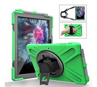 QYiD Coque pour Microsoft Surface Pro 7 / Pro 6 / Pro 5 / Pro 2017/ Pro 4 / Pro LTE, Heavy Duty Antichoc Protection with Pen Holder 360 Rotatable Kickstand, Shoulder Belt, Vert