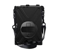QYiD Coque pour Microsoft Surface Pro 7 / Pro 6 / Pro 5 / Pro 2017/ Pro 4 / Pro LTE, Heavy Duty Antichoc Protection with Pen Holder 360 Rotatable Kickstand, Shoulder Belt, Noir