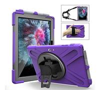 QYiD Coque pour Microsoft Surface Pro 7 / Pro 6 / Pro 5 / Pro 2017/ Pro 4 / Pro LTE, Heavy Duty Antichoc Protection with Pen Holder 360 Rotatable Kickstand, Shoulder Belt, Violet