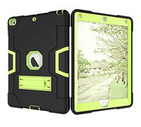 QYiD Coque pour New iPad 9.7 Pouces 2018/2017, Hybrid Antichoc Robuste Drop Protection Cover avec Support pour 9.7 Pouces iPad 5th/6th Generation (Noir+Olivine)
