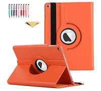 QYiD Coque pour New iPad 9.7 Pouces 5th/6th Generation 2018/2017, Coque de Protection Support Rotatif à 360 Degrés Case Fonction Sommeil/Réveil pour iPad 9.7 Pouces, iPad Pro 9.7/Air 2/Air, Orange