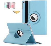 QYiD Coque pour New iPad 9.7 Pouces 5th/6th Generation 2018/2017, Coque de Protection Support Rotatif à 360 Degrés Case Fonction Sommeil/Réveil pour iPad 9.7 Pouces, iPad Pro 9.7/Air 2/Air, Bleu Clair