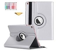 QYiD Coque pour New iPad 9.7 Pouces 5th/6th Generation 2018/2017, Coque de Protection Support Rotatif à 360 Degrés Case Fonction Sommeil/Réveil pour iPad 9.7 Pouces, iPad Pro 9.7/Air 2/Air, Argent