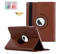 QYiD Coque pour New iPad 9.7 Pouces 5th/6th Generation 2018/2017, Coque de Protection Support Rotatif à 360 Degrés Case Fonction Sommeil/Réveil pour iPad 9.7 Pouces, iPad Pro 9.7/Air 2/Air, Marron
