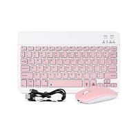 QYiD Ensemble clavier et souris Bluetooth ultra fin - Clavier sans fil rechargeable pour iPad, iPad Pro, iPhone, tablettes Android, etc., compatible avec iOS, Android, Windows, Mac - Rose
