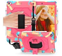 QYiD Étui Antichoc pour iPad 7ème Génération 10.2 Pouces Enfant ou Adult Coque de Robuste avec Porte-Stylet, Support Pivotant, Dragonne pour iPad 10.2 A2197/A2198/A2200 (Noir+Bleu)