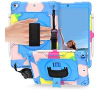 QYiD Étui Antichoc pour iPad 7ème Génération 10.2 Pouces Enfant ou Adult Coque de Robuste avec Porte-Stylet, Support Pivotant, Dragonne pour iPad 10.2 A2197/A2198/A2200 (Dark Bleu+Noir)