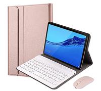 QYiD Étui avec clavier et souris sans fil pour Huawei MediaPad M5 10.8/M5 10.8 Pro 2018, coque légère avec clavier sans fil et souris Bluetooth pour Huawei M5 10.8/M5 Pro 10.8, or rose