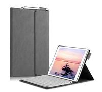 QYiD Étui avec clavier pour iPad 10,2" 8ème génération 2020/7ème génération 2019 en cuir synthétique avec support et clavier sans fil magnétique détachable pour iPad 7è/8ème génération, gris