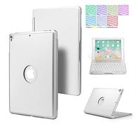 QYiD Étui avec clavier pour iPad Mini 5/Mini 4, ultra fin et rigide à clapet 7 couleurs rétroéclairées, clavier sans fil Bluetooth, support pour iPad Mini 5 2019 (5e génération)/iPad Mini 4 2015, argenté