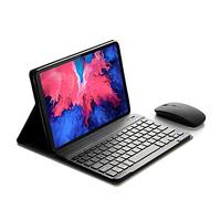 QYiD Étui avec clavier pour tablette Lenovo Tab P11 11" Full HD version 2020 (modèle : TB-J606F TB-J606X), support en cuir avec clavier magnétique amovible et souris sans fil, noir