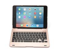 QYiD Étui clavier pour iPad Mini 3/2/1, clavier Bluetooth avec 130 ° Smart Folio Coque arrière rigide ultra fine, fonction veille et réveil automatique pour iPad Mini 1/Mini 2/Mini 3, Or rose