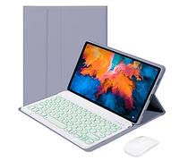 QYiD Étui clavier pour Lenovo Tab P11 11" 2020 (modèle : TB-J606F TB-J606X), coque fine avec clavier rond mignon rétroéclairé 7 couleurs, clavier et souris pour Lenovo Tab P11 20,9 cm, violet