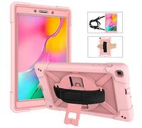 QYiD Étui pour Galaxy Tab A 8.4 2020 SM-T307 Enfant ou Adult Coque de Robuste ave Rotation de 360° Support, Dragonne pour Samsung Galaxy Tab A 8.4 Pulgada 2020 Model SM-T307 (Rosegold)