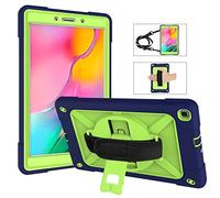 QYiD Étui pour Galaxy Tab A 8.4 2020 SM-T307, robuste, résistant aux chocs, support rotatif, dragonne, bandoulière pour Galaxy Tab A 8.4" 2020 SM-T307, bleu/olivino
