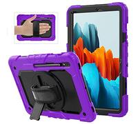 QYiD Étui pour Galaxy Tab S7 11 SM-T870/T875/T878 2020 avec écran protecteur S Pen Holder, coque rugueuse avec support rotatif poignée de main pour Noir/citron vert
